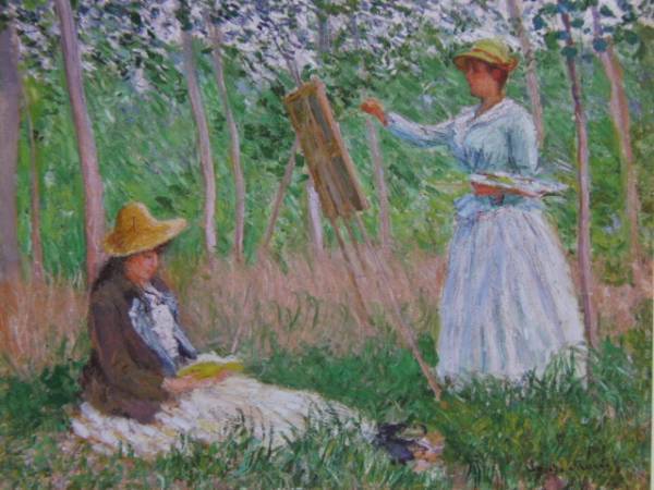 クロード・モネ、「ジヴェルニーの林」、希少な画集より、新品高級額・額装付、状態良好、送料込み、印象派拍卖