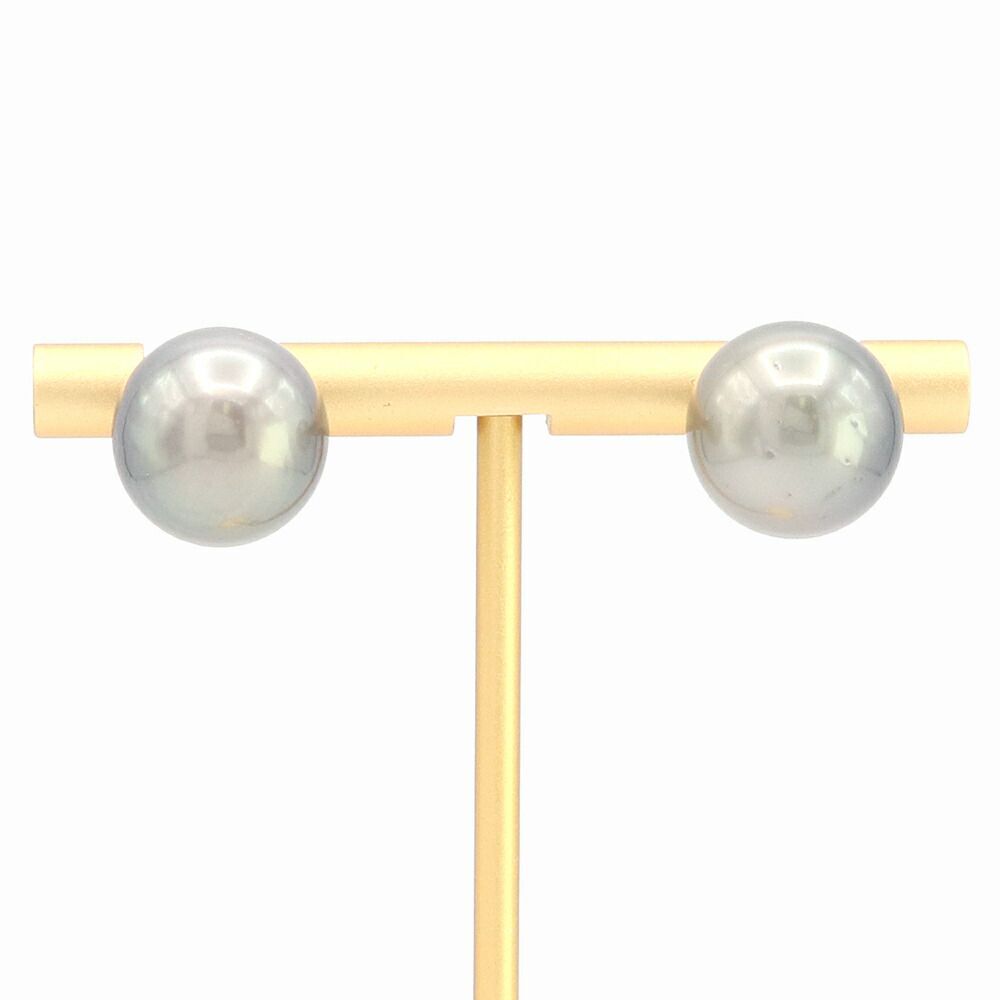ブラックパール ピアス BP13.5mm K14 WG 中古 イヤー アクセサリー ジュエリー 宝石 黒真珠 レディース 女性拍卖