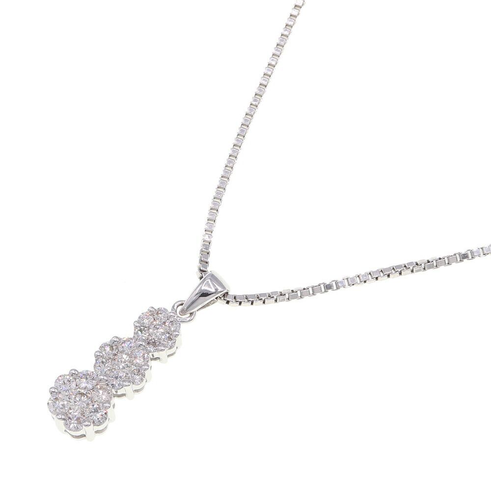 ダイヤモンド ネックレス D1.00ct K18 WG 中古 ペンダント アクセサリー ジュエリー 宝石 べネチアンチェーン拍卖