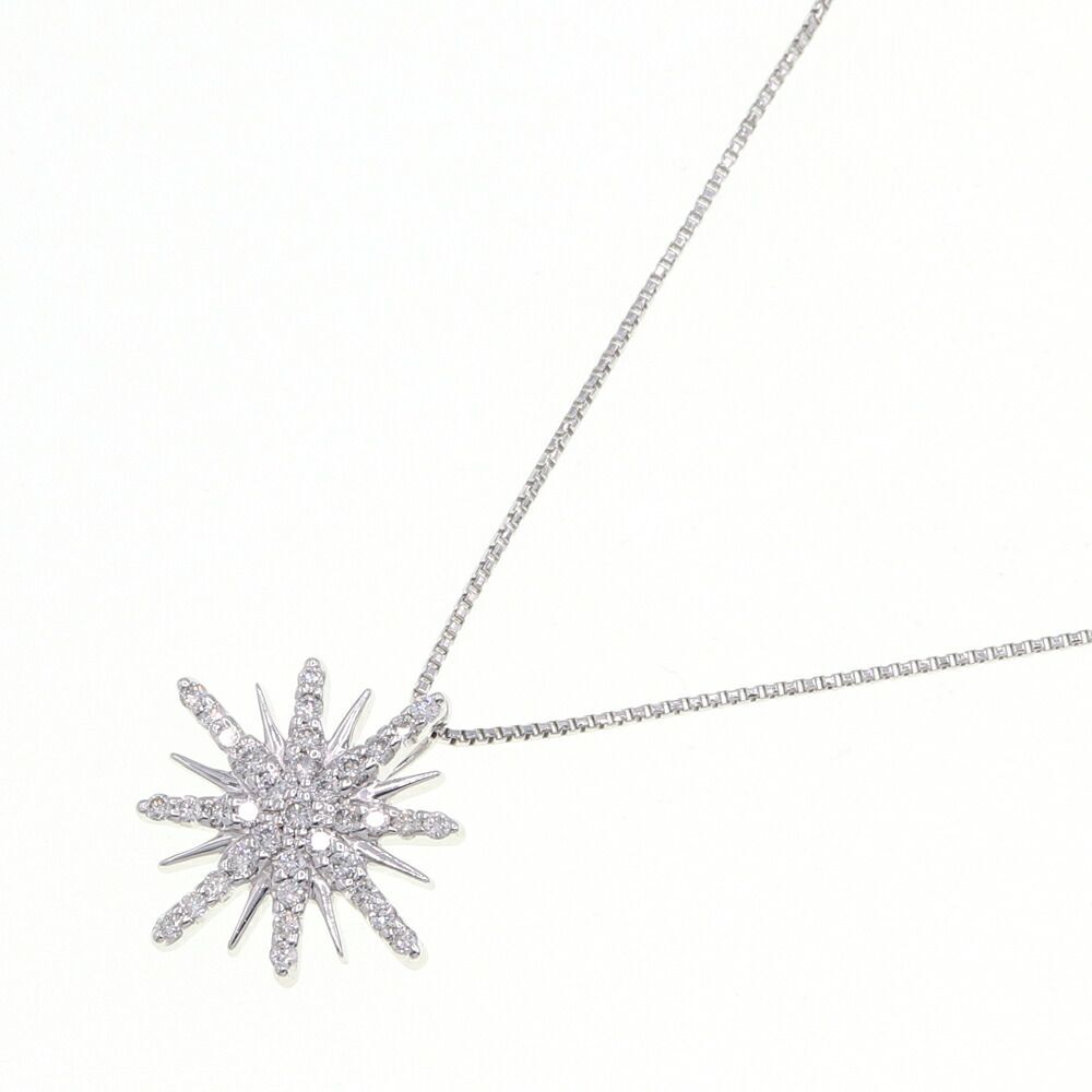 ダイヤモンド ネックレス D0.25ct K18 WG 中古 ペンダント チョーカー 宝石 ジュエリー アクセサリー ストーン拍卖