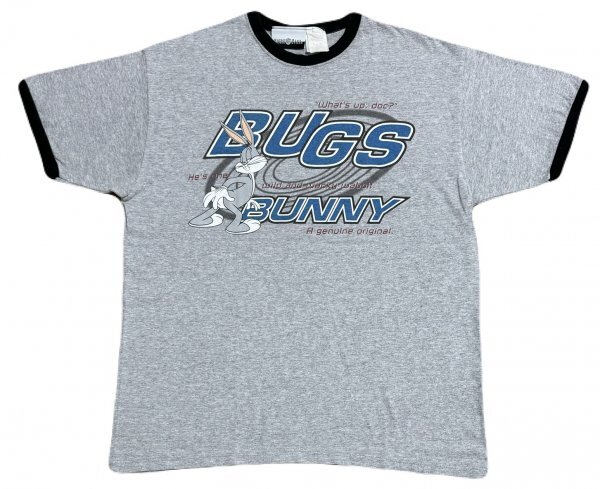 良品 USA製 90s ビンテージ WARNER BROS ワーナー ブロス BUGS BUNNY プリント リンガー 半袖 Tシャツ / LOONEY TUNES ルーニーテューンズ拍卖