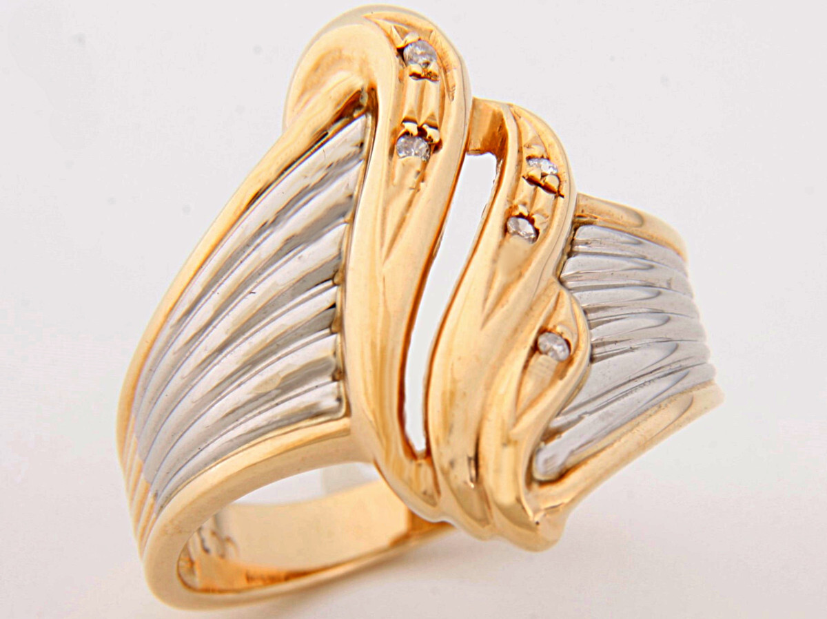 ★☆見て!K18金×Pt900天然ダイヤモンド0.03Ctリング指輪12号!MJ-2171拍卖