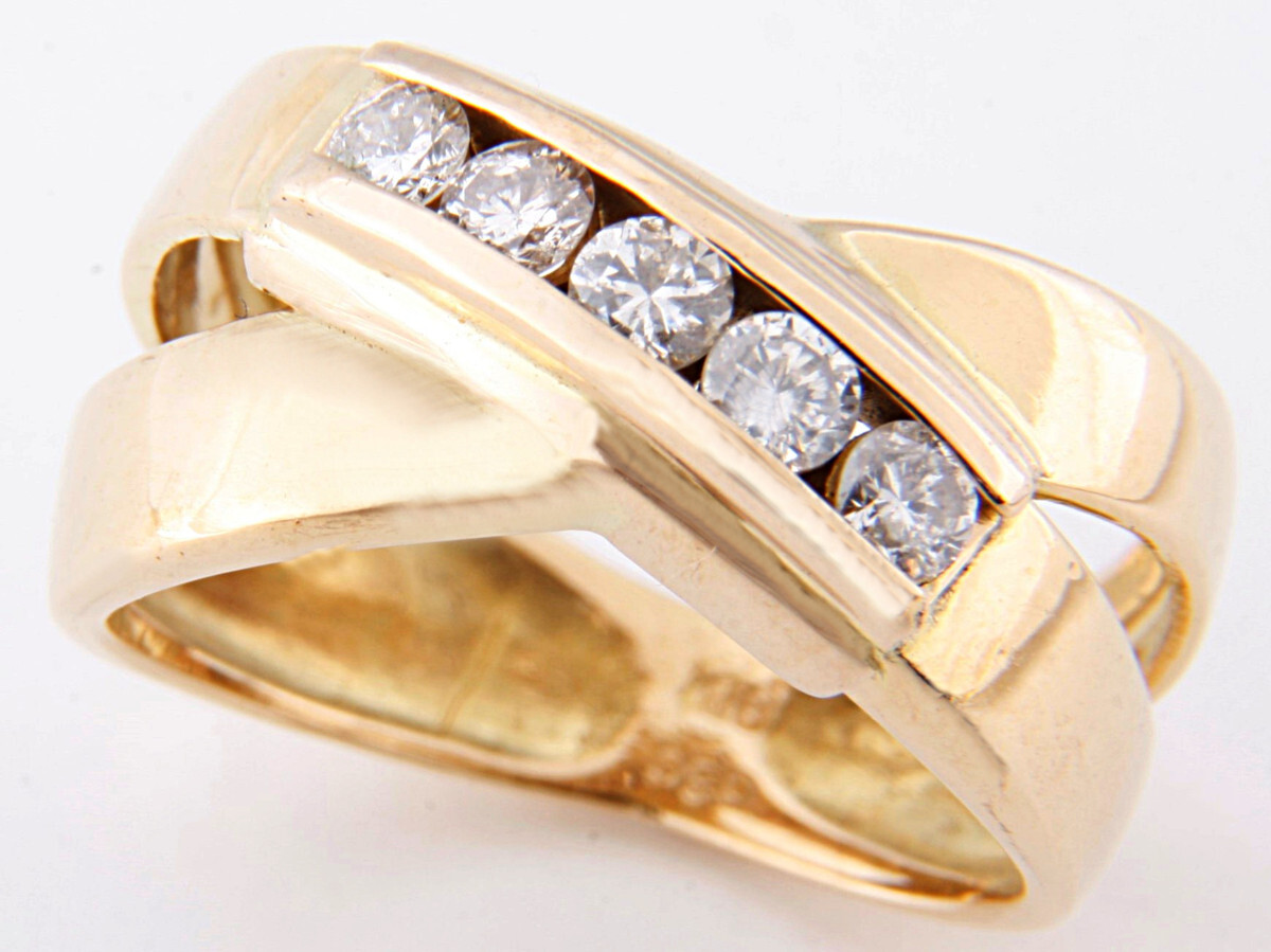 ★☆見て!K18金ゴールド0.30Ct天然ダイヤモンドリング指輪5号!MJ-2222拍卖