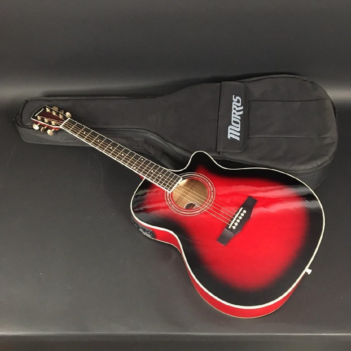 ER0513-9-3 モーリス ギター MORRIS R-601 SRB 15120610 アコースティックギター レッド 全長103㎝ 220サイズ拍卖