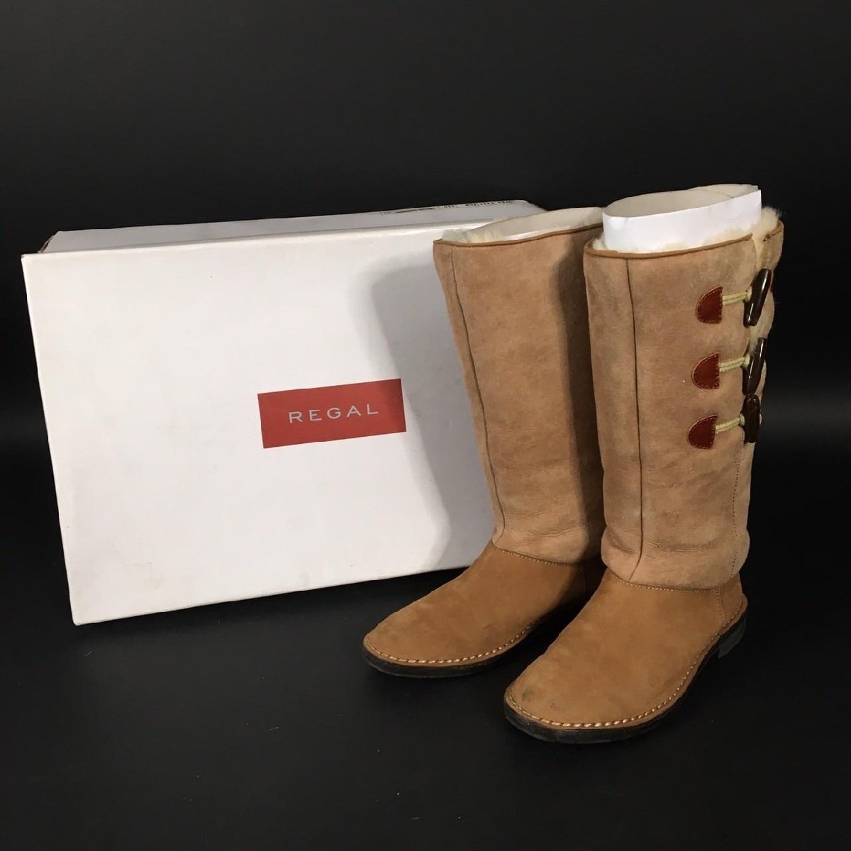 ER0604-8-3 REGAL ロングブーツ サイズ23 KW9G ファー スウェード ムートン ベージュ リーガル キズスレ有 120サイズ拍卖