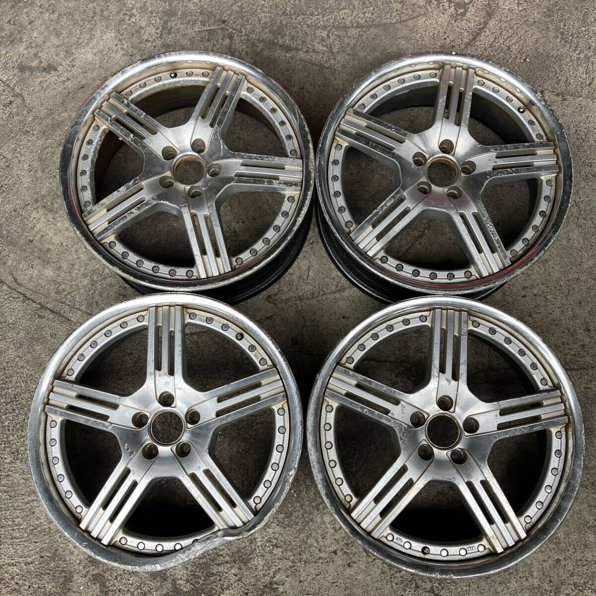 【0115】18インチ 7.5J SUPER STAR LEON HARDIRITT RASEN 18×7.5 ET+51 PCD100 5穴 ハブ径65 中古アルミホイール4本拍卖