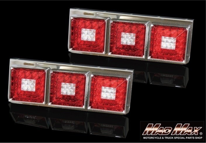 MADMAX トラック用品 大型トラック用 LED 3連 角型 テールランプ レッド/クリア 24V専用/スーパーグレート プロフィア【送料800円】拍卖