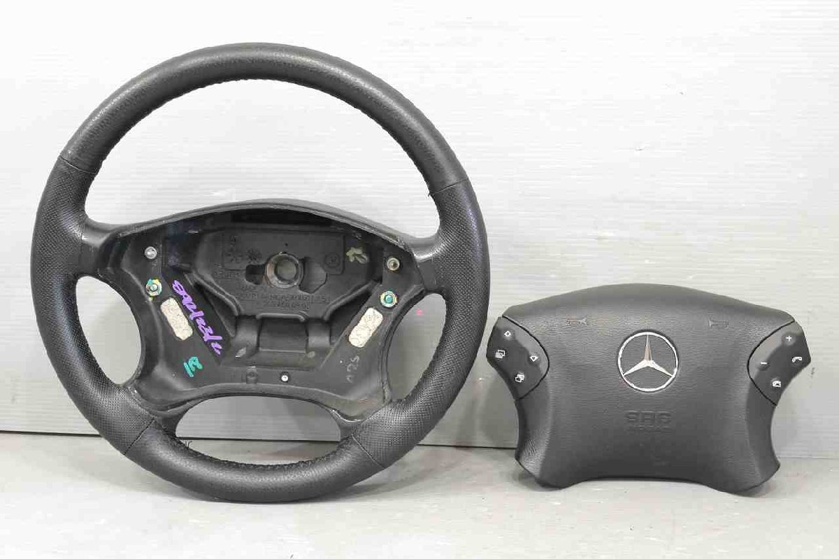 ベンツ C180 コンプレッサー W203 前期(203046) 純正 破損無 取付OK ハンドル ステアリング ホイール レザー k083848拍卖