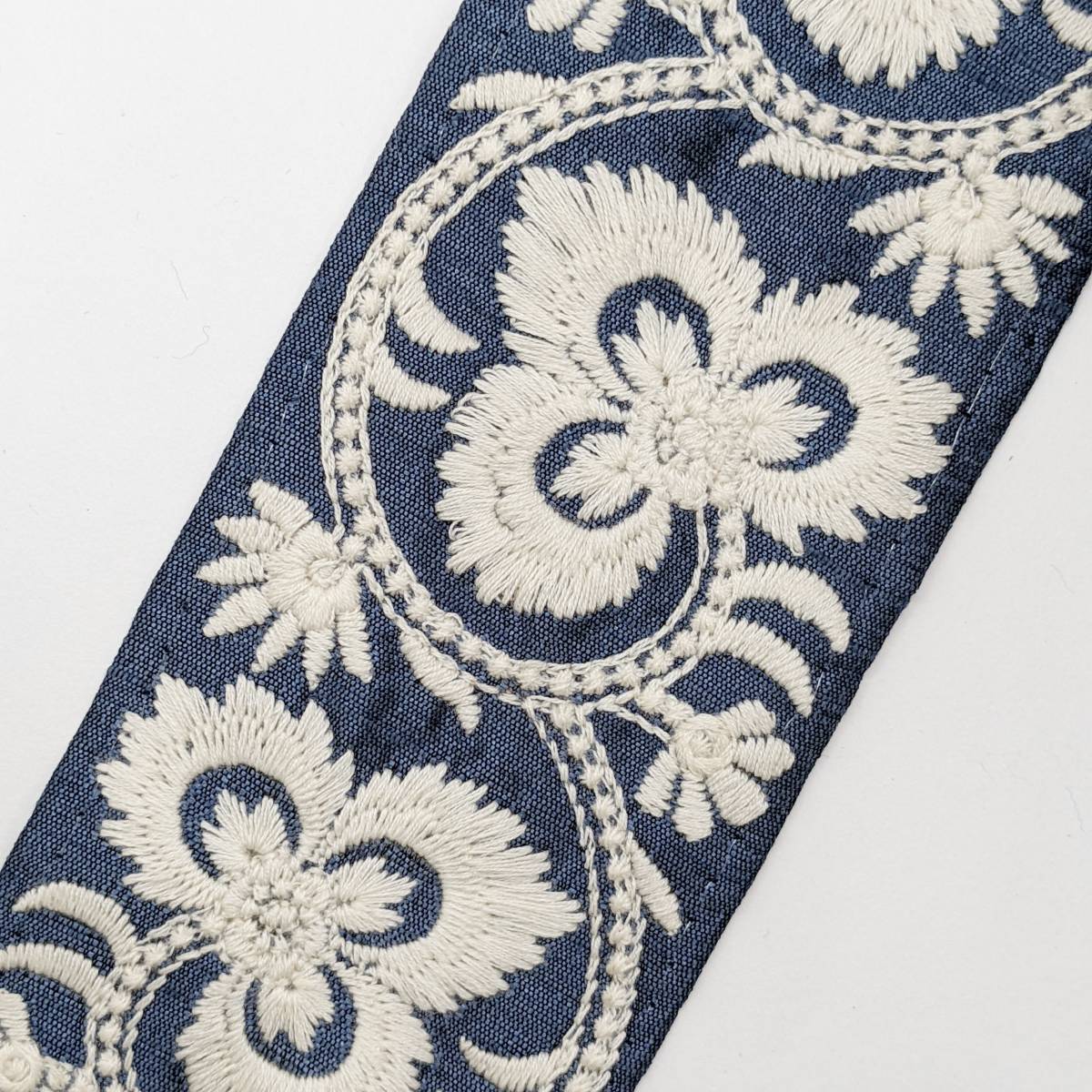 インド刺繍リボン ネイビー 約68mm NV005拍卖