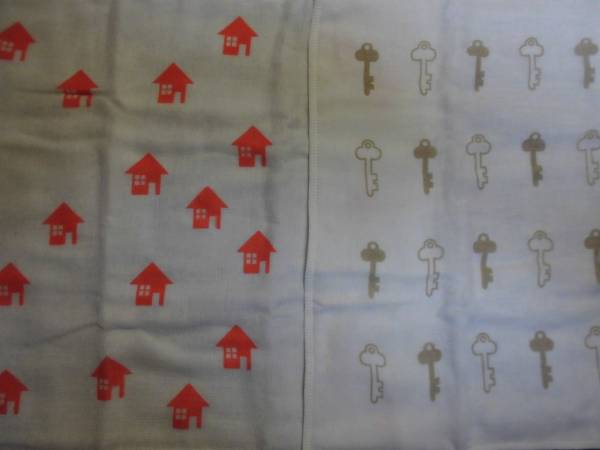 SALE即決 8重ガーゼ フキン 2柄セット おうち&カギ拍卖