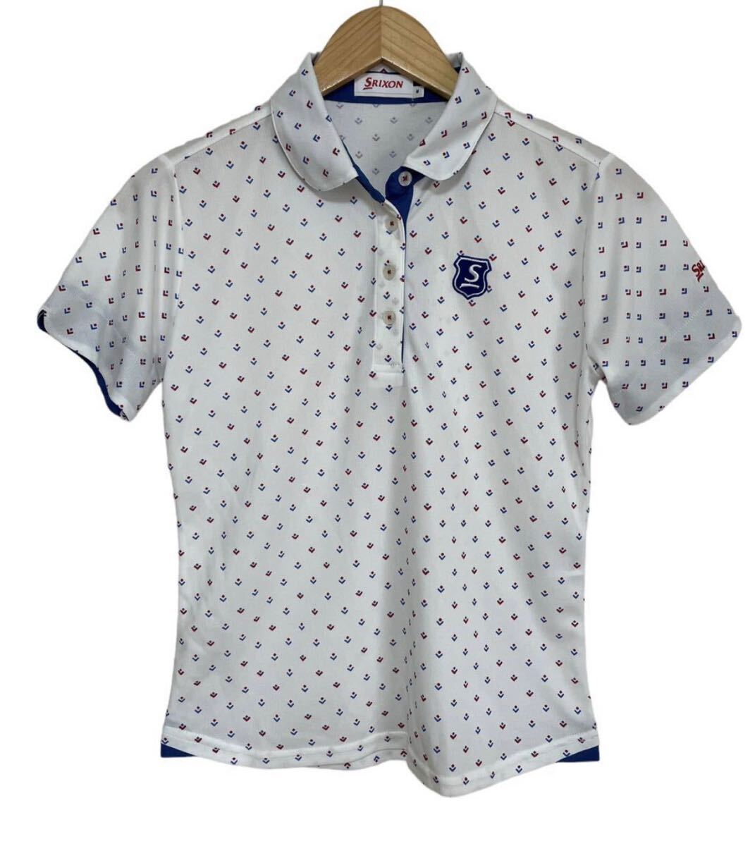 総柄【美品】SRIXON スリクソン GOLF ゴルフ ゴルフウェア ポロシャツ 半袖 ワンポイント レディース size M拍卖