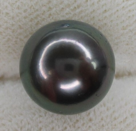 J-279 南洋黒蝶真珠 ピーコックグリーン 11.3㎜ 片穴 ルース パール 拍卖