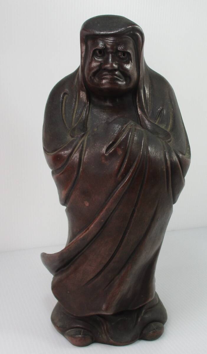 S-1038 備前焼 達磨 だるま 34㎝ 達磨大使立像 古物拍卖