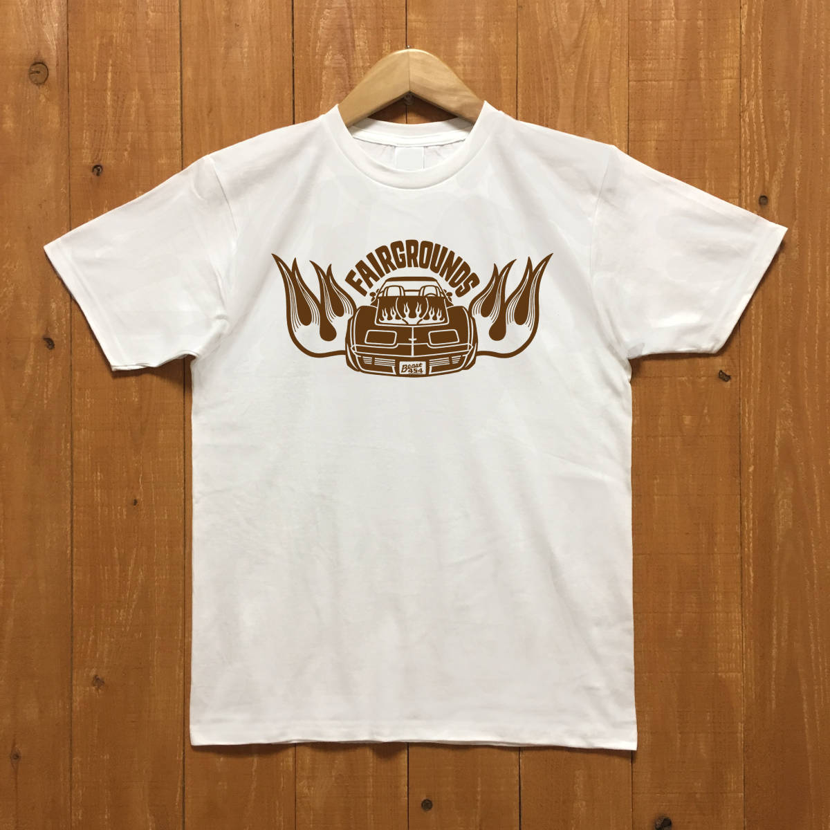 ■ BEAST 454 Tシャツ■Sサイズ(ホワイトxブラウン)コルベット C3 シボレー CHEVROLET CORVETTE拍卖