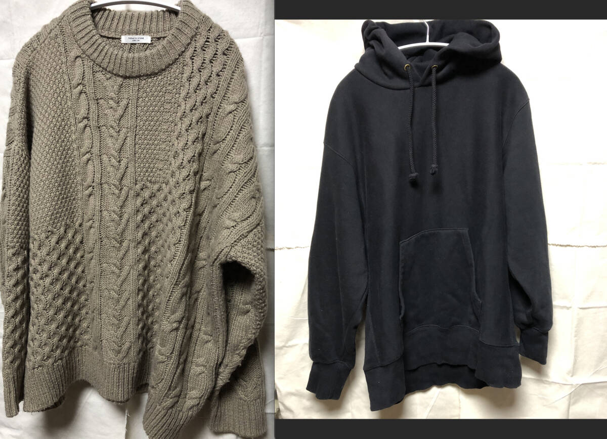 【セット売り】FREAKS STORE フリークスストア ざっくり編みニットとGU 黒肉厚パーカー Lサイズ拍卖