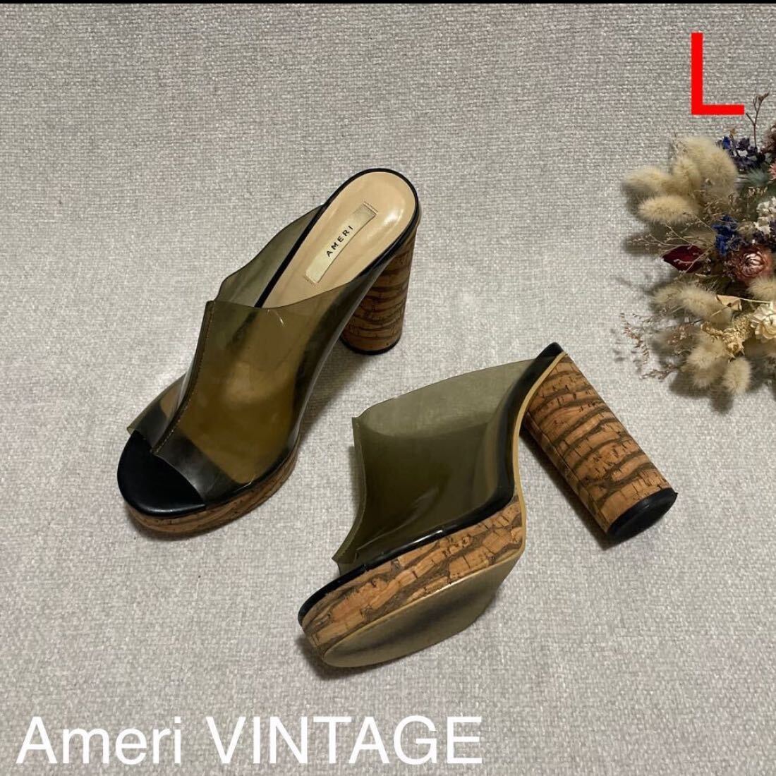 アメリヴィンテージ Ameri VINTAGE サンダル クリアサンダル 厚底パンプス レディースLサイズ チャンキーヒール PVC シューズ 靴拍卖
