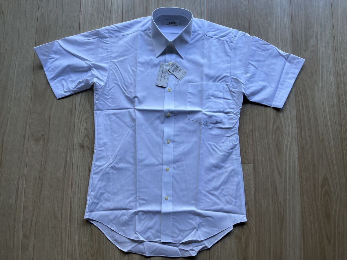 未使用タグ付◇ピエール・バルマン PIERRE BALMAIN 半袖シャツ ワイシャツ ビジネス 学生 形態安定加工 白 襟回り38拍卖