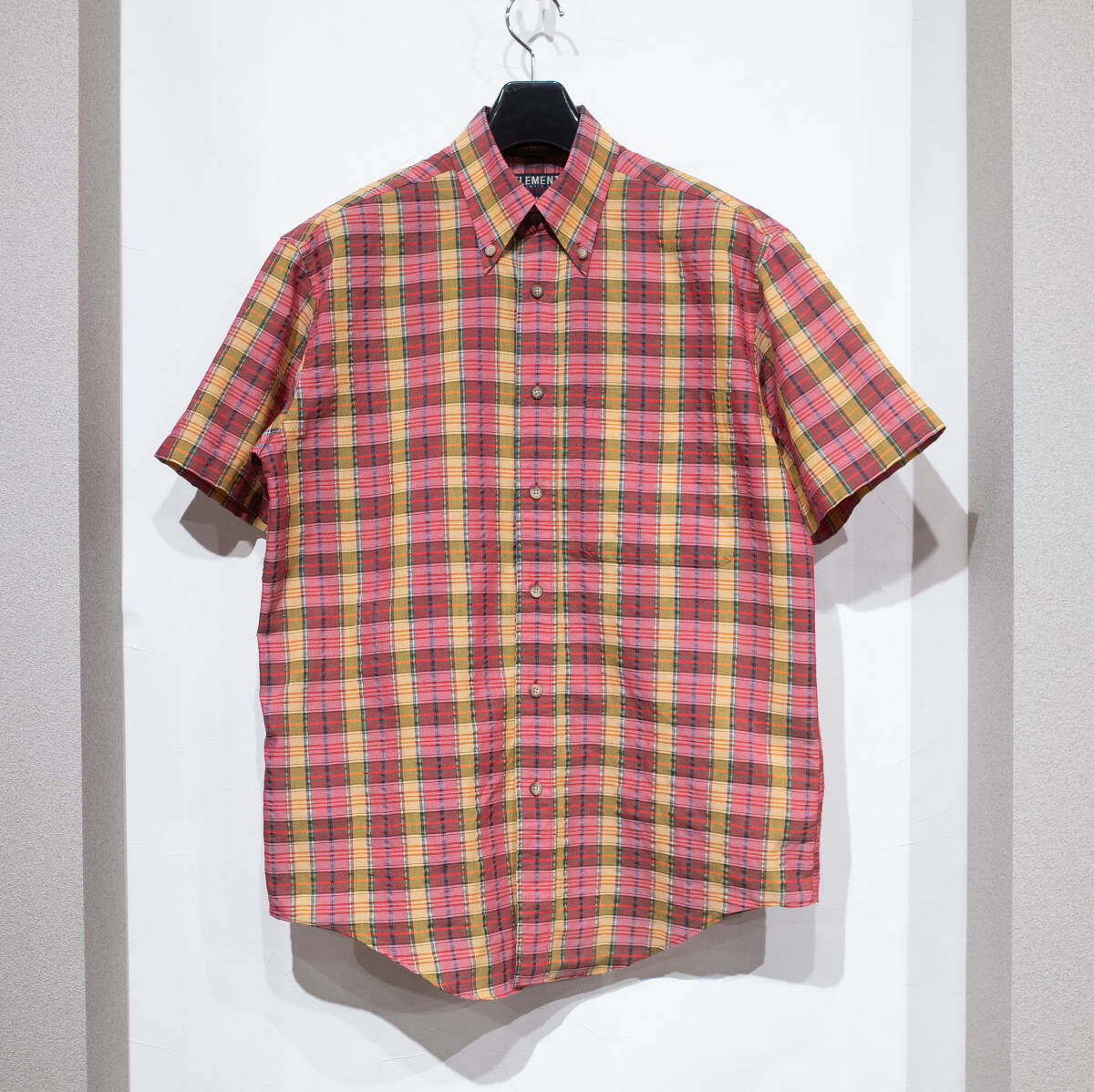 M / RENOWN レナウン ELEMENT エレメント 半袖シャツ チェック 赤 レトロコーデ 古着 メンズ 美品拍卖