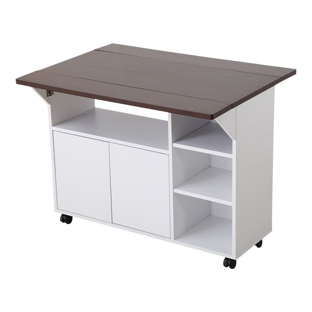 バタフライタイプのキッチンワゴン 、使い方様々でサイドテーブルやカウンターテーブルに | Chane-シャーネ- HT-CH90-BR ブラウン拍卖