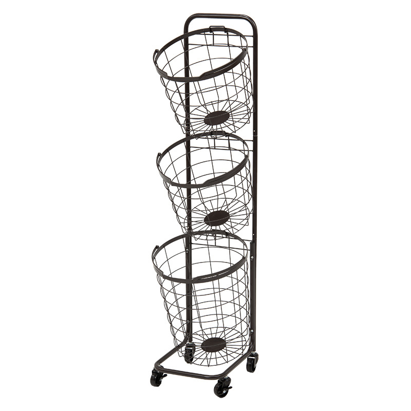 3段ランドリーラック(丸型) KR-3973DBR 丸型/ダークブラウン拍卖