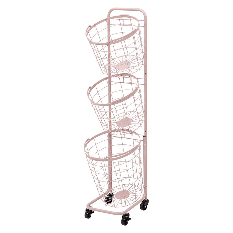 3段ランドリーラック(丸型) KR-3973PI 丸型/スモーキーピンク拍卖