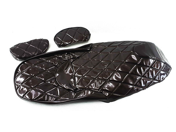 【特】ヤマハ マグザム張替え エナメル シートカバー 茶色 3点Set拍卖