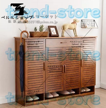 四つのドア 入口 シンプル 現代 シューズラック 玄関 楠竹 収納 仕切りラック DIYシューズラック拍卖