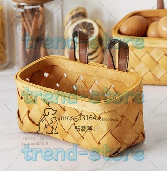 手編み バスケット 壁に掛けられる 職人手作り かご 籠 小物入れ ナチュラル インテリア拍卖