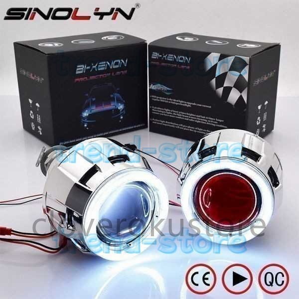 Sinolyn COB Led 天使悪魔目バイキセノンプロジェクターレンズレトロフィット 日中走行ライト ヘッドライト拍卖