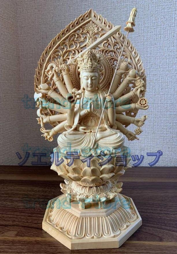 極上品◆総檜材 精密彫刻 仏像 木彫り 准胝観音菩薩像拍卖