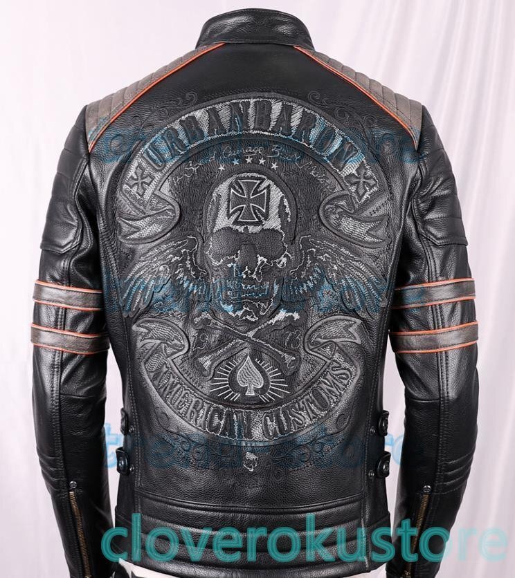 人気推薦★ブラック 牛革100% ライダースジャケット 防寒 メンズ 革ジャン上着 カジュアル レザージャケット★サイズ選択可能拍卖