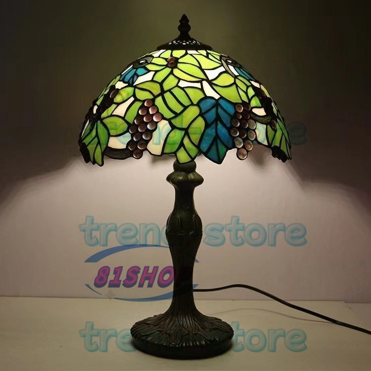 新品推薦 ヴィンテージ ステンドランプ ステンドグラス アンぶどう柄 レトロな雰囲気 照明拍卖