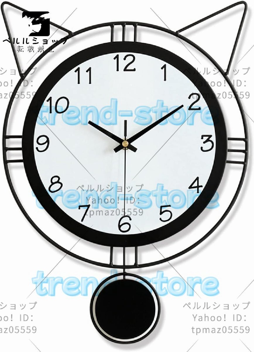 大きな壁時計、猫の耳形の現代美術の時計の数字&手の静かな壁時計バッテリー台所の居間の寝室のために操作 29*40cm拍卖