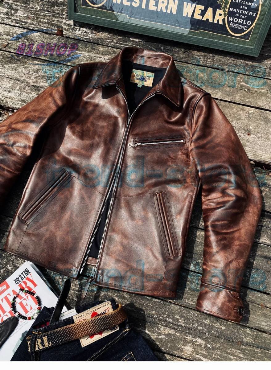 牛革 カウハイド ライダース バイクレザー 本革 アメカジ メンズファッション 革ジャン ヴィンテージ拍卖