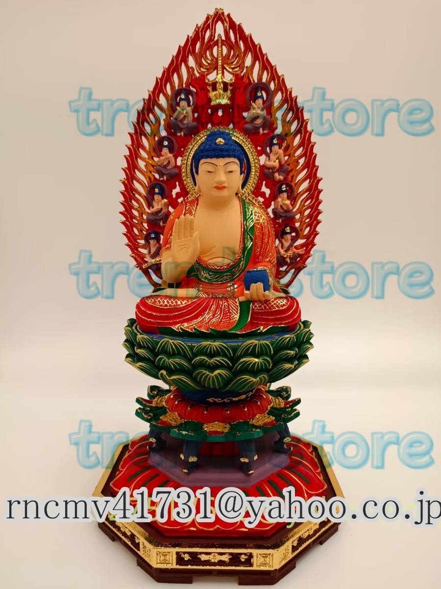 薬師瑠璃光如来座像★ 極上品 仏教美術 彩繪 薬師如来 縁起物 極彩色 仏像 木製拍卖