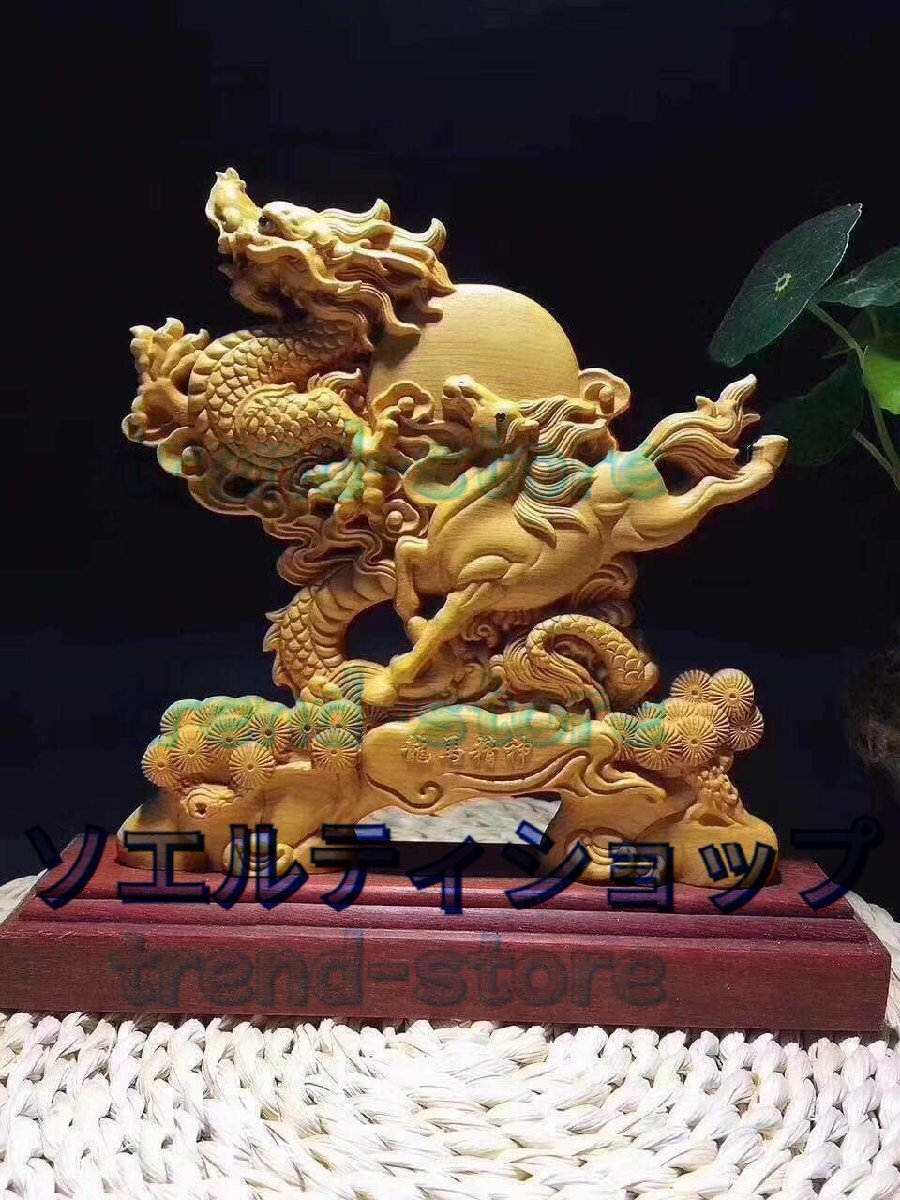 美品 ★龍の置物 昇運金龍風水グッズ 龍馬 木彫り開運 昇運 風水龍 珠戯れ龍 玄関 オブジェ 置き物 横向き 金運アップ 祈願 運気アップ拍卖