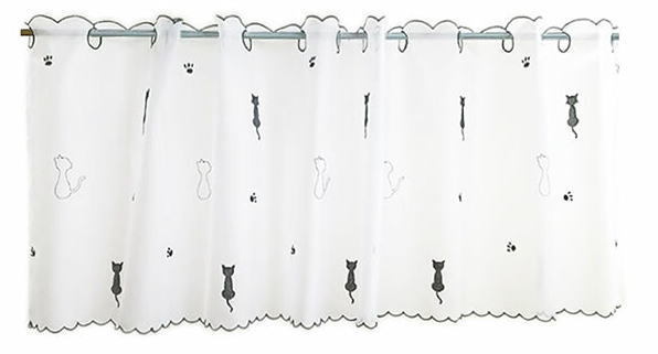【カフェカーテン幅150x丈45cmネコ】エンブキャットniil-11364084s1拍卖