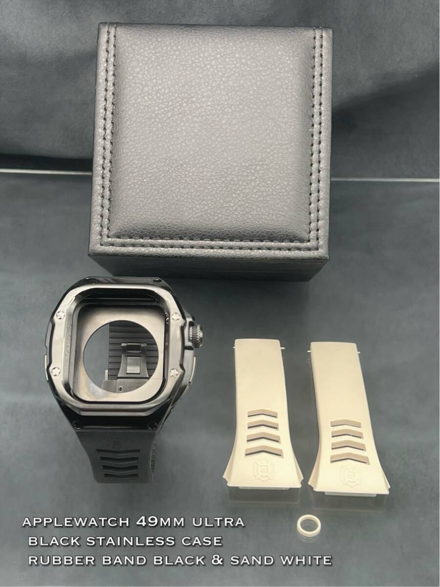 ベルト2本 アップルウォッチ ブラック ステンレス ケース ラバー ベルト applewatch 49mm ウルトラ用 ゴールデンコンセプト タイプ拍卖