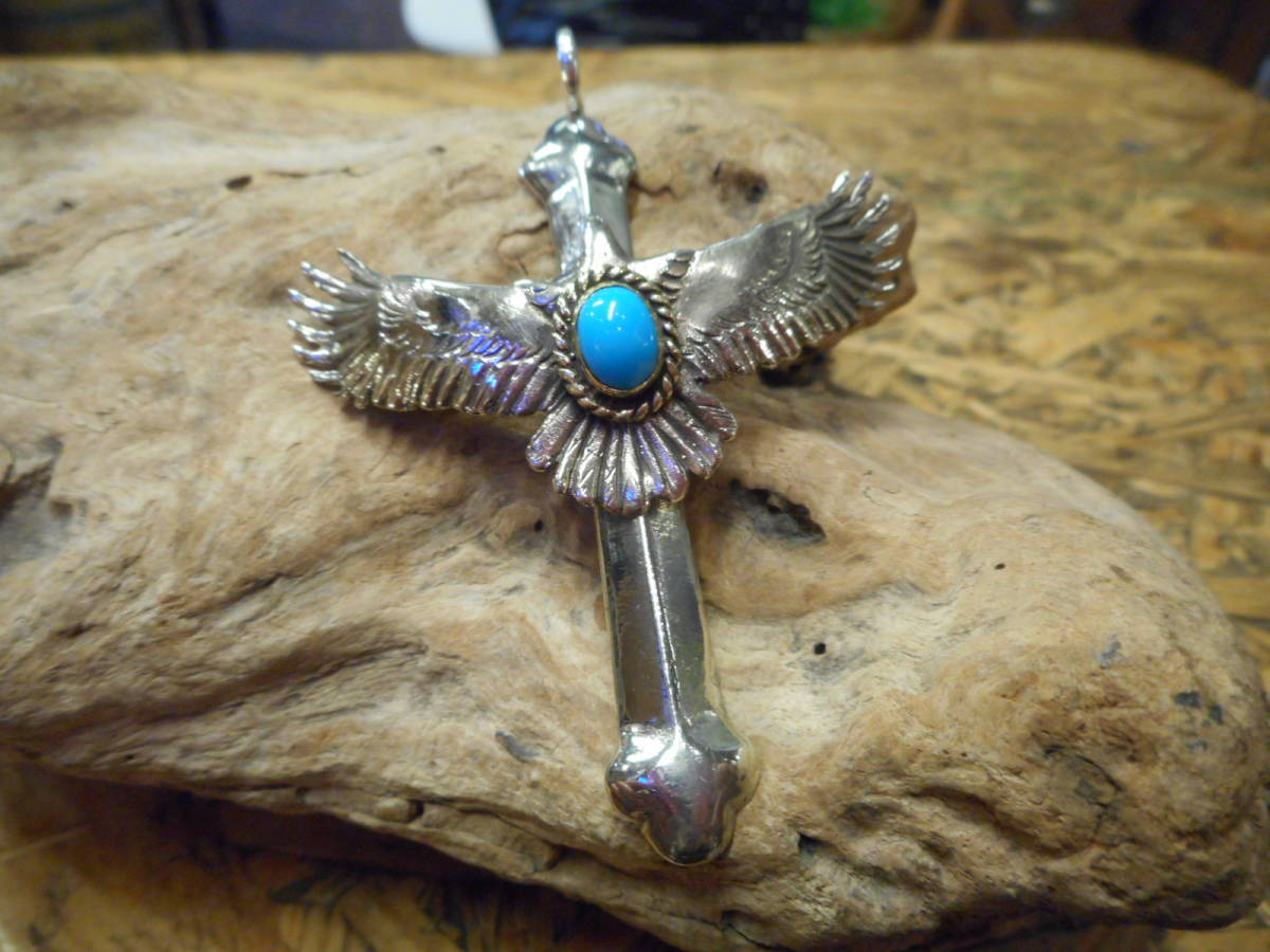 Pカンクロス☆小イーグル☆金縄ターコイズ☆イーグルクロス.カスタム.カスタムネックレス ペンダント,インディアン,ネイティブ,アメリカン拍卖