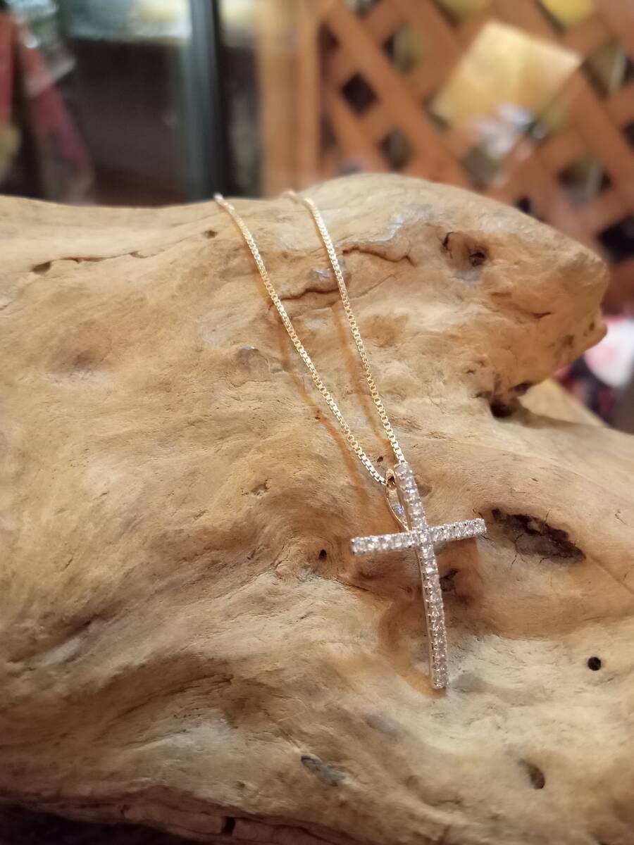 シルバー925,十字架クロス,ジルコニア,パヴェ,ペンダント,トップ,ネックレス,キラキラゴージャス,レディース拍卖