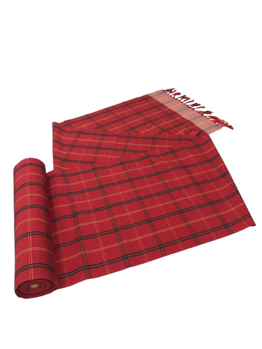 /24R254 2 未使用 反物 チェック柄 紬地 絹100% 生地 ハンドメイド 和装小物拍卖