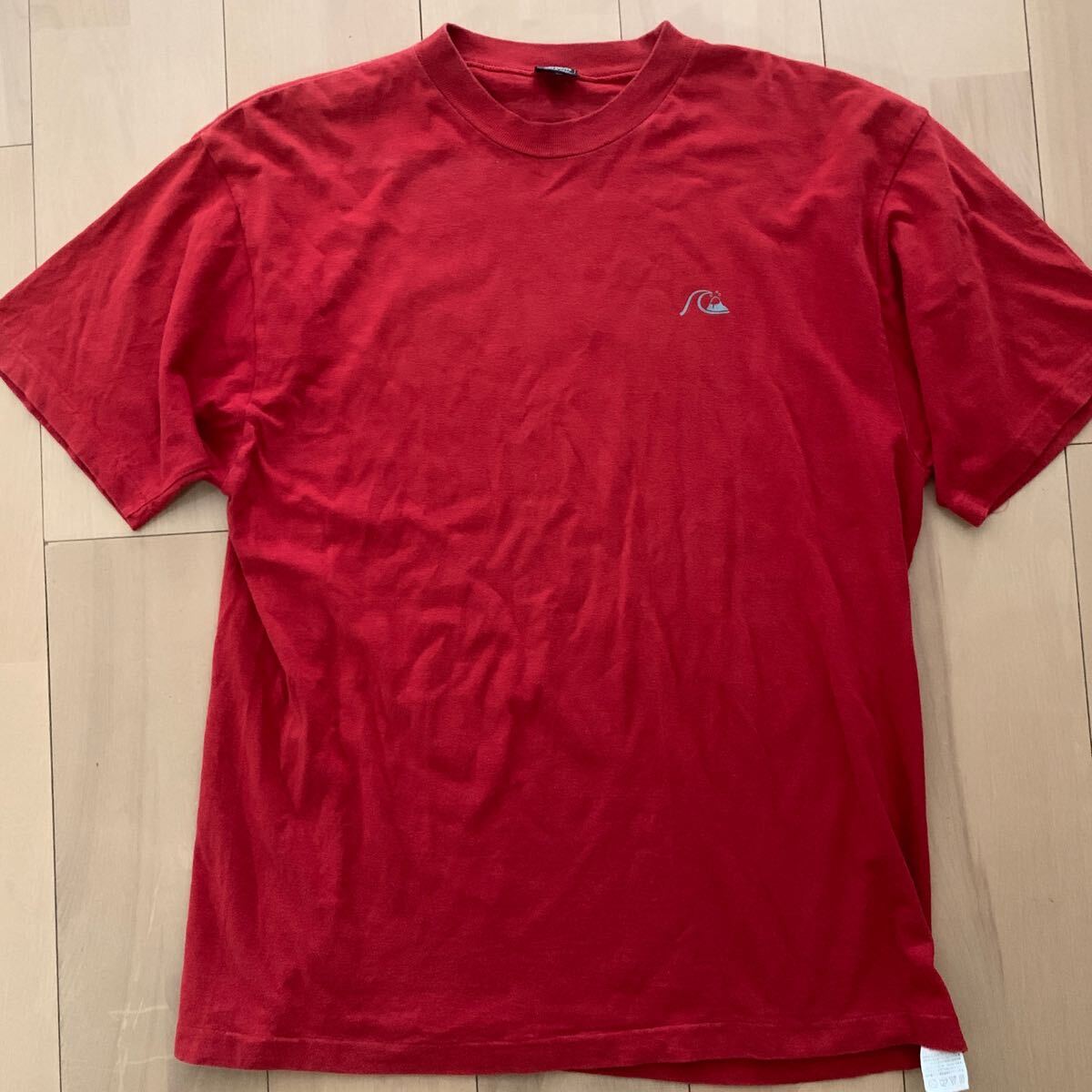 90s【Quicksilver】クイックシルバー シングル袖裾 レッド系 Tシャツ 日本製 オールドサーフ vintage L程度拍卖