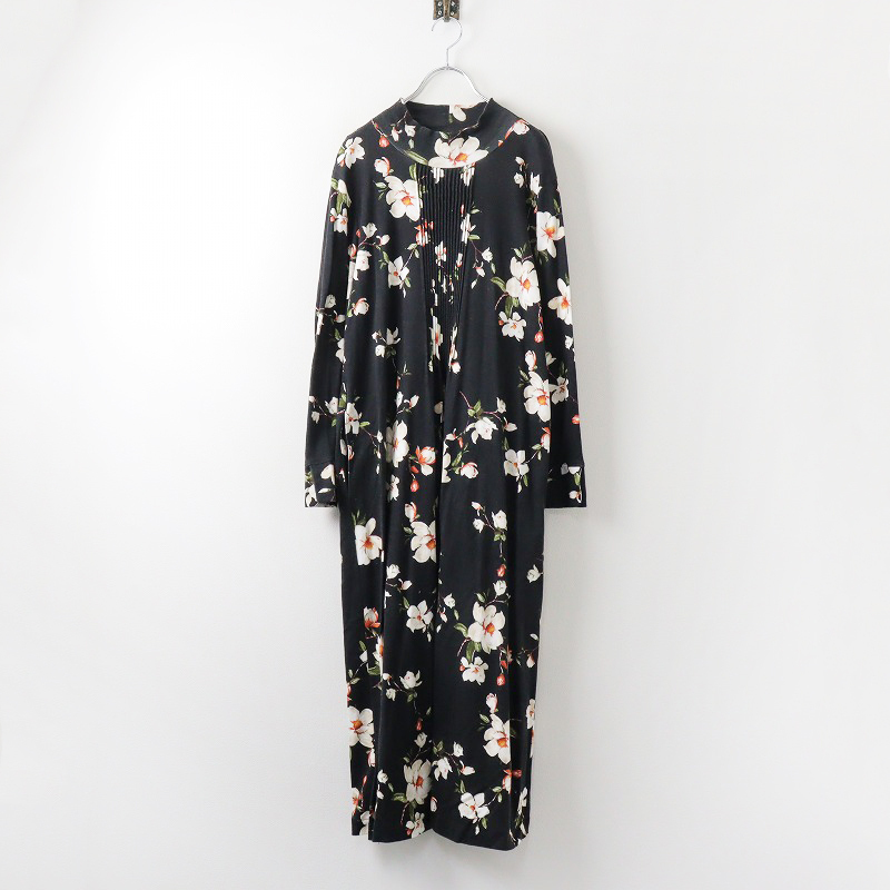 2021AW インゲボルグ INGEBORG マグノリアフィーゴpt.カットソーワンピース 3(9号)/ブラック 花柄 フラワー ドレス【2400013937474】拍卖