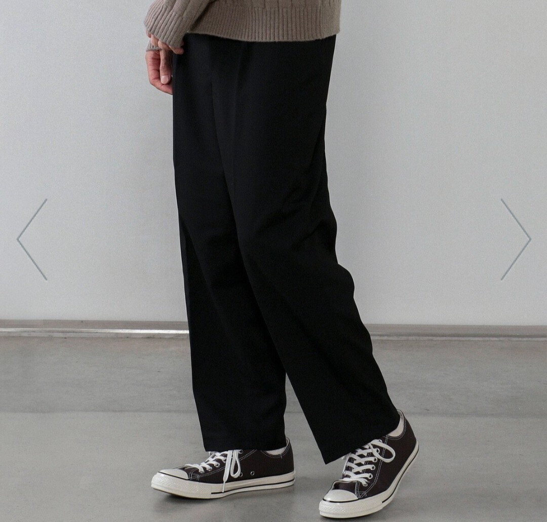 ★即決★BEAMS HEART ツイル ワイドテーパード イージーパンツ ブラック S 定価7260円税込拍卖