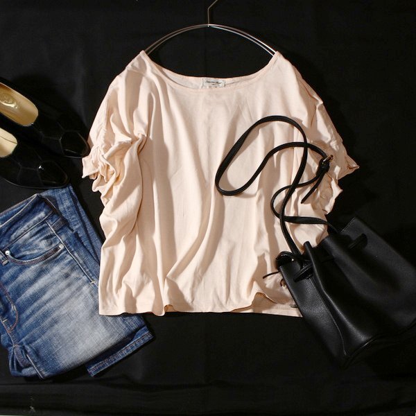 美品 Samansa Mos2 サマンサモスモス ゆったり可愛い コットン ストレッチ カットソー F 春 夏 24B06拍卖