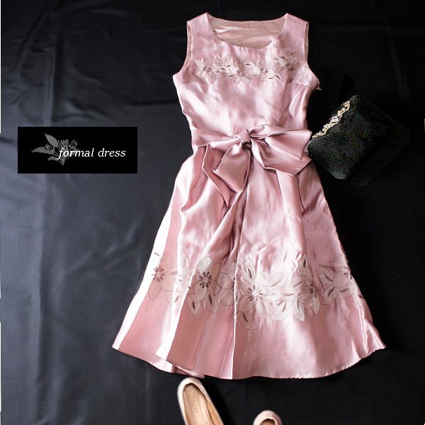 ☆☆ 未使用 Dorry Doll ドリードール ☆☆ フラワー刺繍 綺麗め フォーマルワンピース 38号 M ドレス 結婚式 披露宴拍卖