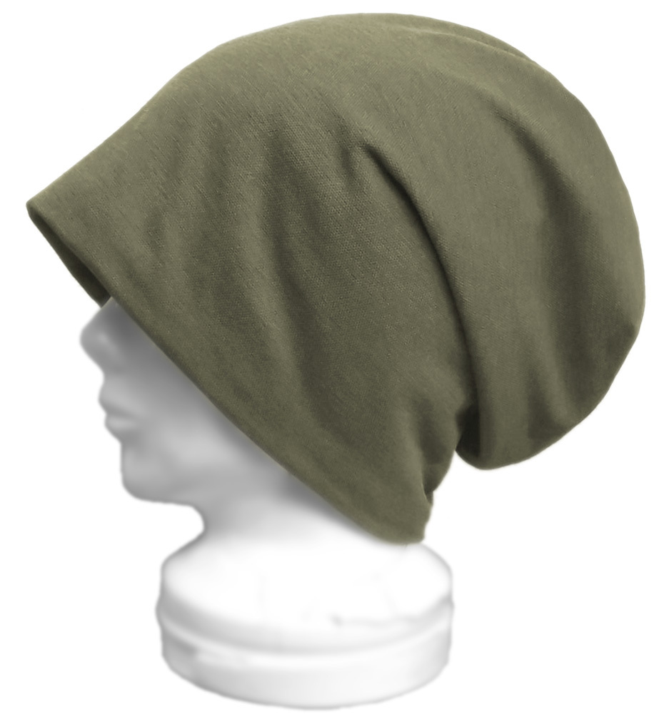 ◇送料無料◇ ハンドメイド◆ルーズワッチキャップ◆ジャガード織コットンニット/杢オリーブ ◇ゆったり・小顔効果・オールシーズン着用拍卖