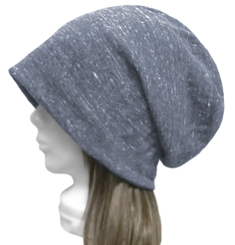 ◇送料無料◇ ハンドメイド◆ルーズワッチキャップ◆スラブネップコットンニット/杢ネイビーmix ◇ゆったり・小顔効果・オールシーズン◇拍卖