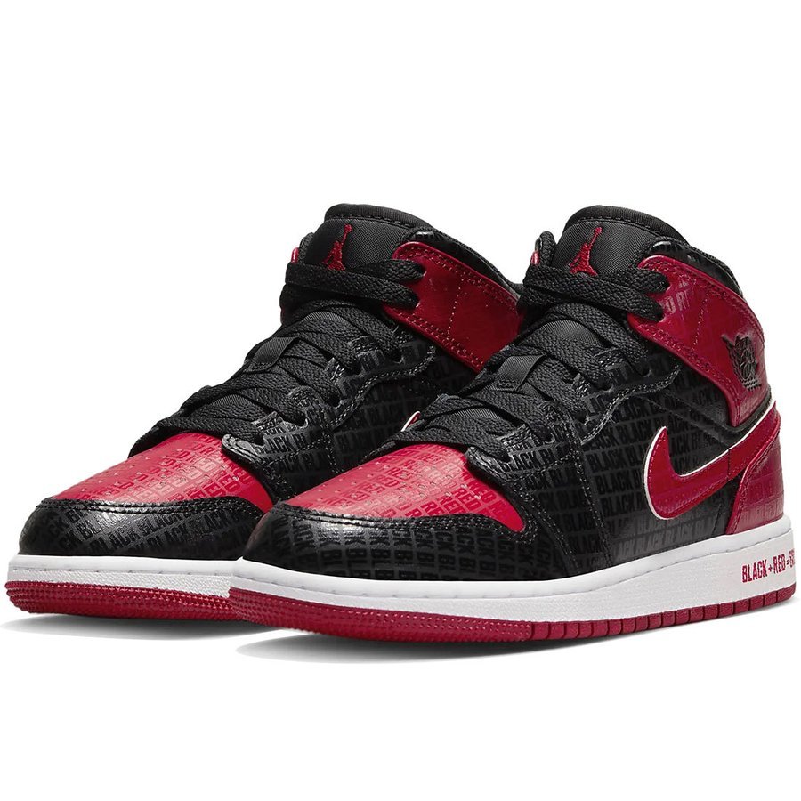 即決 送料無料 23cm●ナイキ エア ジョーダン 1 ミッド SS ブレッド NIKE J AIR JORDAN 1 MID SS GS 黒 赤 DM9650-001 AJ拍卖