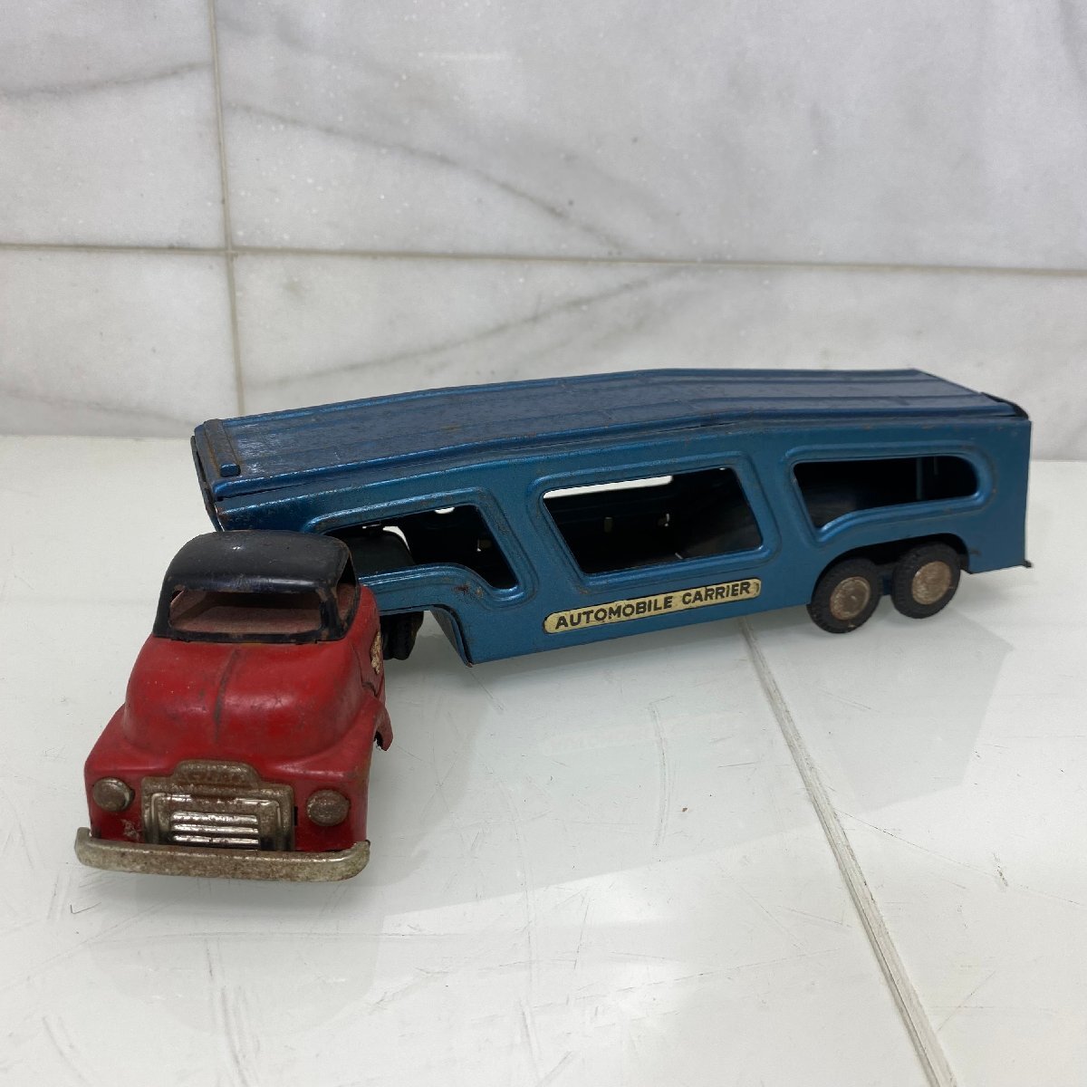 √M√ AUTOMOBILE CARRIER 中古品 昭和レトロ ブリキ ビンテージ キャリアカー トレーラー √Z-230543拍卖